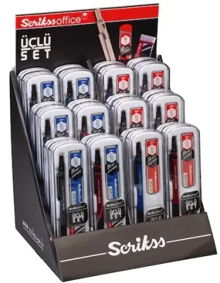 SCRIKSS OFFICE VERSATİL KALEM OKUL SETİ GRAPH-X + SİLGİ + MİN BLS. 24 LÜ STAND