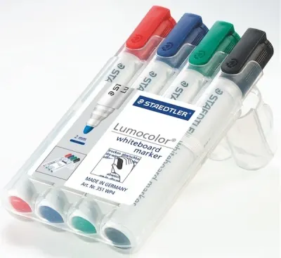 STAEDTLER BEYAZ TAHTA KALEMİ LUMOCOLOR YUVARLAK UÇ KARIŞIK RENK 4 LÜ SET 351 WP4