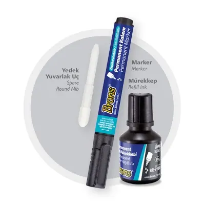 BRONS PERMANENT MARKER YUVARLAK UÇ SET SİYAH BR-9655