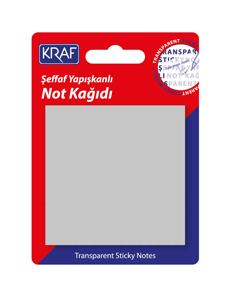 KRAF YAPIŞKANLI NOT KAĞIDI 76x76 50 YP ŞEFFAF GRİ 7676TR