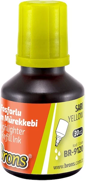 BRONS FOSFORLU KALEM  MÜREKKEBİ SARI 30 CC BR-9120