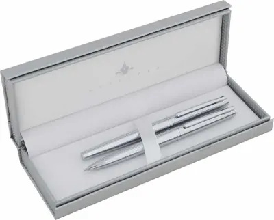 STEELPEN DOLMA KALEM+TÜKENMEZ KALEM SET SLIM SERİSİ KROM 8132