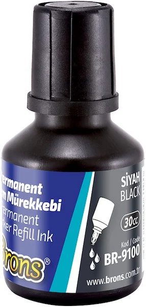 BRONS PERMANENT MARKER  MÜREKKEBİ SİYAH 30 CC BR-9100