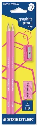 STAEDTLER KALEM SETİ HB NEON 2 KALEM + KALEMTIRAŞ + SİLGİ BLS. 180FSBK2P1