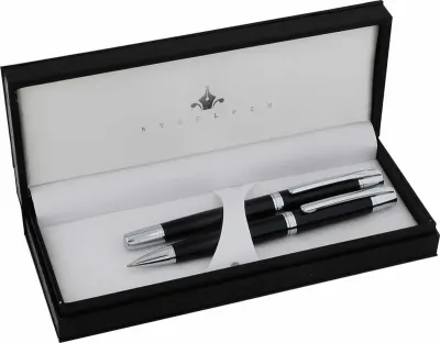 STEELPEN DOLMA KALEM+TÜKENMEZ KALEM SET SERRA SERİSİ SİYAH 800-1