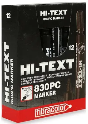 HB HI-TEXT PERMANENT MARKER KESİK UÇLU SİYAH 830PC 12 Lİ