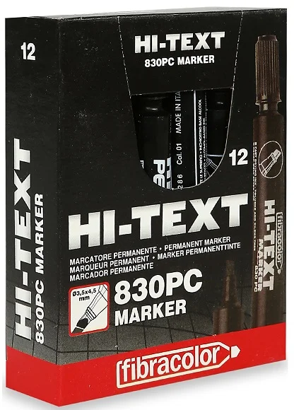 HB HI-TEXT PERMANENT MARKER KESİK UÇLU SİYAH 830PC 12 Lİ