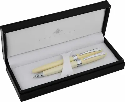 STEELPEN DOLMA KALEM+TÜKENMEZ KALEM SET TRUVA SERİSİ BEYAZ TAŞLI 2002