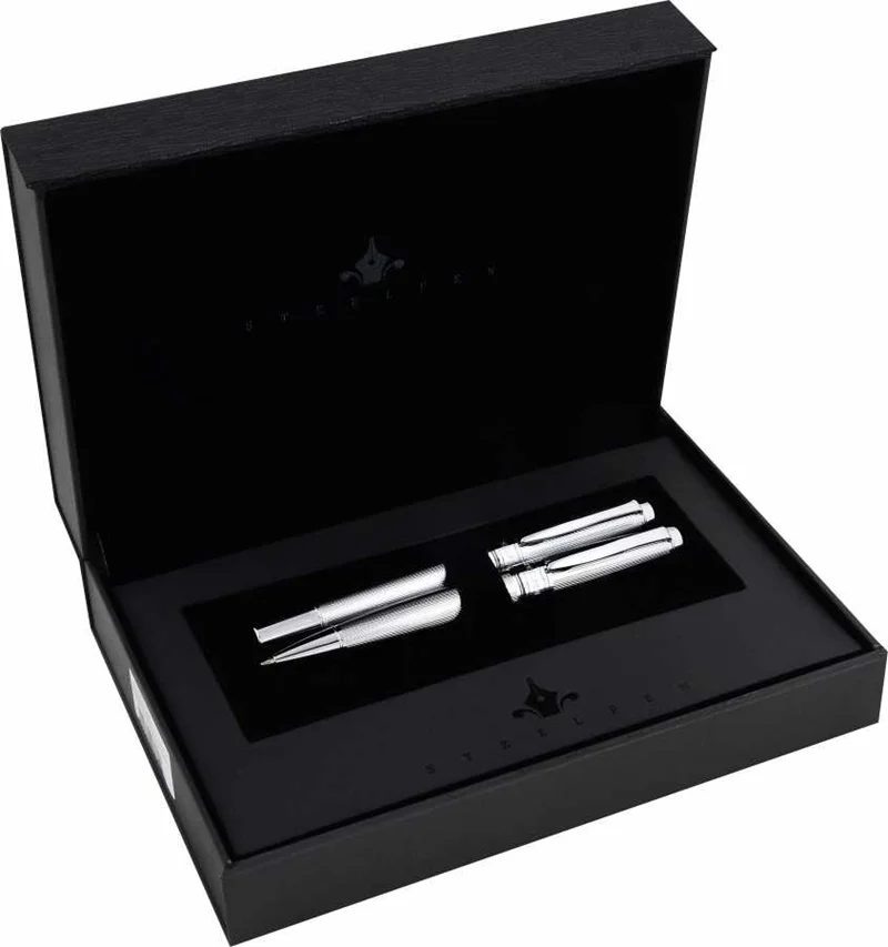 STEELPEN DOLMA KALEM+TÜKENMEZ KALEM SET SANTANA SERİSİ KROM 7283