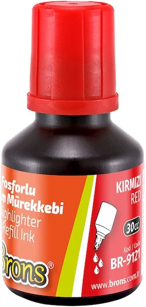 BRONS FOSFORLU KALEM MÜREKKEBİ KIRMIZI 30 CC BR-9121