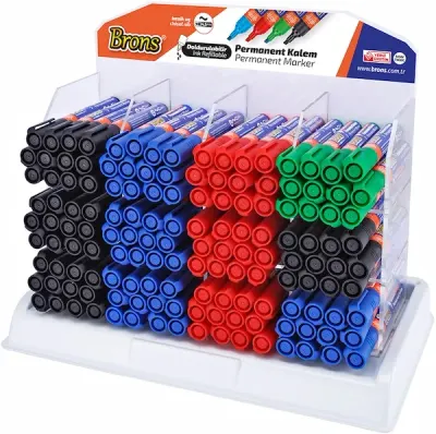BRONS PERMANENT MARKER KESİK UÇ 480 Lİ STAND BR-9710