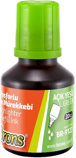 BRONS FOSFORLU KALEM MÜREKKEBİ AÇIK YEŞİL 30 CC BR-9123