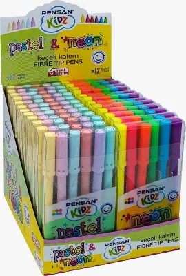 PENSAN KİDZ KEÇELİ KALEM 99093 6 RENK PASTEL - NEON 24 LÜ STAND (Best)