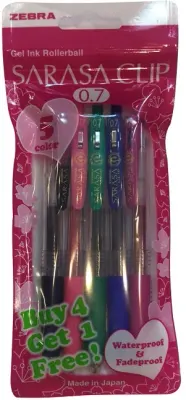 ZEBRA JEL KALEM SARASA CLIP 0.7 SET 4+1 A POŞET