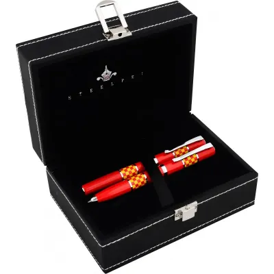 STEELPEN DOLMA KALEM+TÜKENMEZ KALEM SET FORCE SERİSİ SARI-KIRMIZI 8602