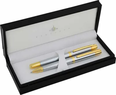 STEELPEN DOLMA KALEM+TÜKENMEZ KALEM SET SERRA SERİSİ KROM 800-4