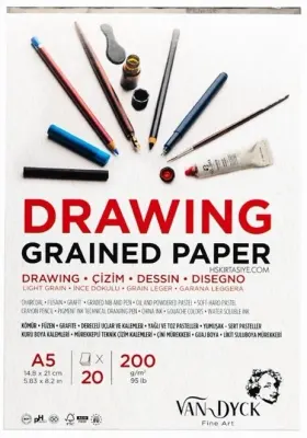 VAN DYCK ÇİZİM BLOĞU DRAWING GRAINED PAPER A5 200 GR 20 YP VD20015