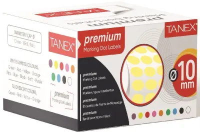 TANEX NOKTA ETİKETİ 10 MM 5000 Lİ SARI TEKLİ KUTU