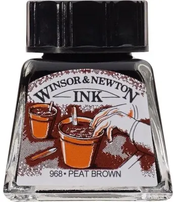 W&N ÇİZİM MÜREKKEBİ DRAWING INK 14 ML PEAT BROWN 469 WN-1005469