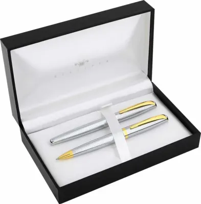 STEELPEN DOLMA KALEM+TÜKENMEZ KALEM SET TRUVA SERİSİ DESENLİ GOLD 0168