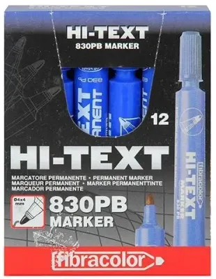 HB HI-TEXT PERMANENT MARKER YUVARLAK UÇ MAVİ 830PB 12 Lİ