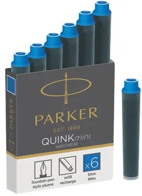 PARKER DOLMA KALEM KARTUŞU QUINK KISA 6 LI MAVİ 1950409