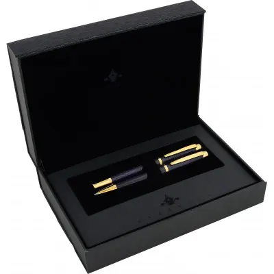 STEELPEN DOLMA KALEM+TÜKENMEZ KALEM SET WORLD SERİSİ SİYAH GOLD 2712