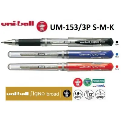 UNİ İMZA KALEMİ SIGNO UM-153 1.0 S-M-K 3 LÜ