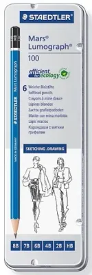 STAEDTLER KURŞUN KALEM DERECELİ MARS LUMOGRAPH SET 6 LI METAL KUTU 100 6G