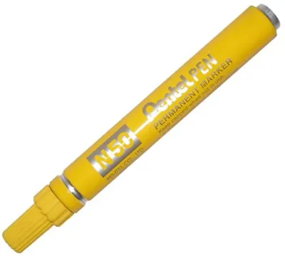 PENTEL PERMANENT MARKÖR N50 YUVARLAK UÇ SARI METAL GÖVDE Y N50-G