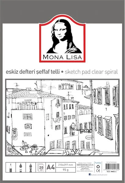 SÜDOR ESKİZ DEFTERİ SPİRALLİ 95g A4 ŞEFFAF 20YP MN04-4