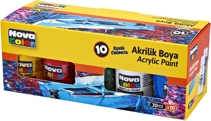 NOVA COLOR AKRİLİK BOYA ŞİŞE 30 CC SETG 10 LU NC-2002 (Best)