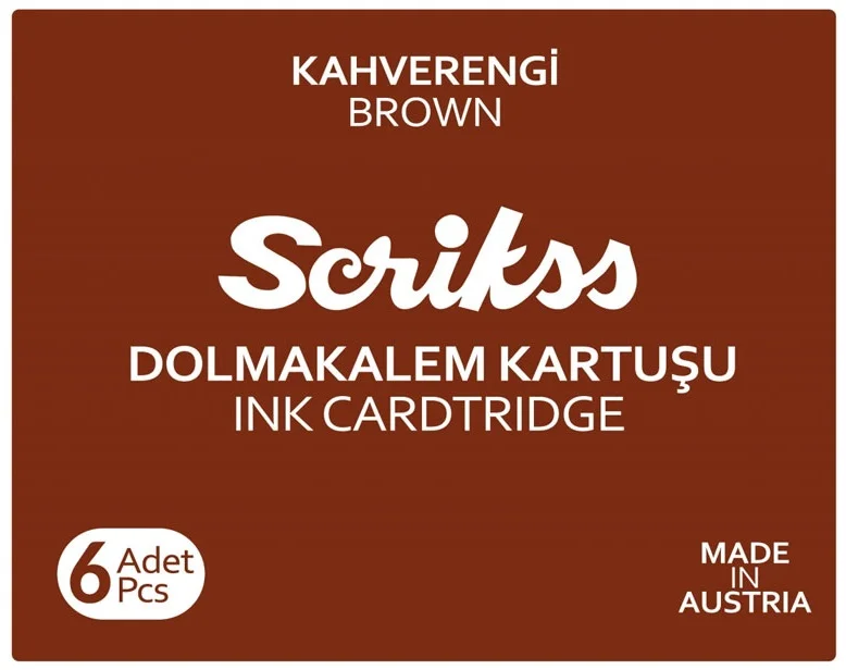 SCRIKSS DOLMA KALEM  KARTUŞU 10x6 LI PAKET KAHVERENGİ
