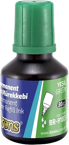 BRONS PERMANENT MARKER MÜREKKEBİ YEŞİL 30 CC BR-9103