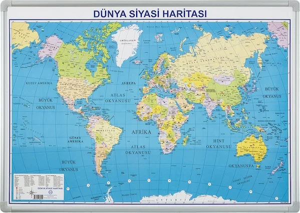İNTER EĞİTİM HARİTA DÜNYA SİYASİ DUVARA MONTE 70X100 817