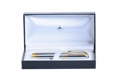 STEELPEN DOLMA KALEM+TÜKENMEZ KALEM SET TRUVA SERİSİ KROM 0166