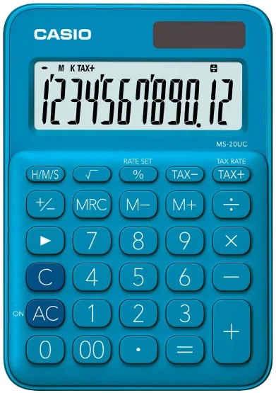 CASIO HESAP MAKİNESİ MASAÜSTÜ MS-20UC-BU 12 HANE