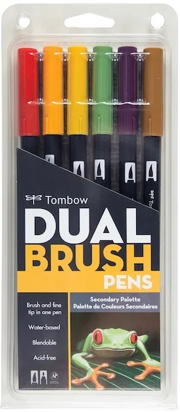 TOMBOW AB-T DUAL BRUSH PEN GRAFİK KALEMİ  SETİ 6 RENK SECONDARY (163) T-AB-T-6CSE