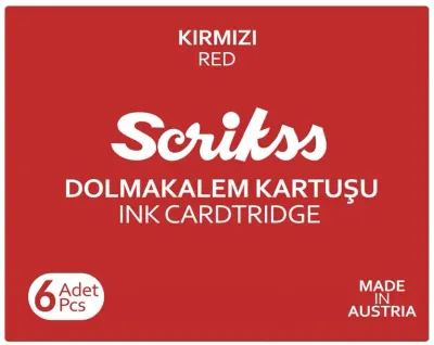 SCRIKSS DOLMA KALEM KARTUŞU 6 LI PAKET KIRMIZI