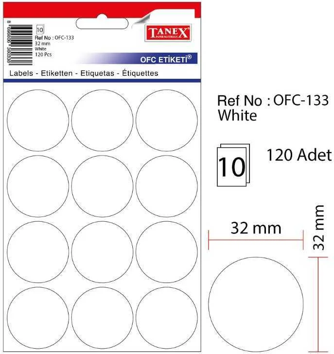 TANEX OFİS ETİKETİ OFC-133 BEYAZ 10 AD.