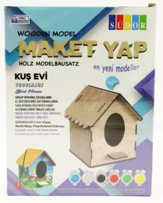 SÜDOR KUTULU AHŞAP MAKET KUŞ EVİ BOYAMA SETİ KÜÇÜK MD2-02