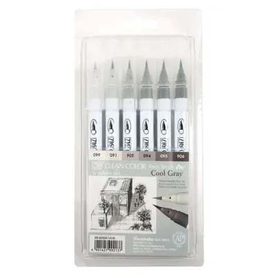 ZIG CLEAN COLOR REAL BRUSH RB-6000AT/ 6VB 6LI COOL GRAY