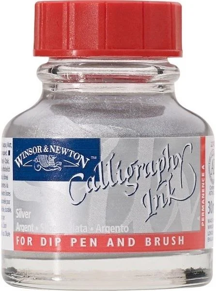 W&N KALİGRAFİ MÜREKKEBİ CALLIGRAPHY INK 30 ML SILVER 617 WN-1110617