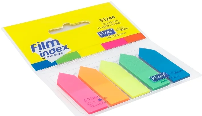 KRAF INDEX FILM (PP) 12x44MM OK ŞEKİLLİ 5 RENK X 25 YP 51244