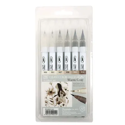 ZIG CLEAN COLOR REAL BRUSH RB-6000AT/ 6VC 6LI WARM GRAY
