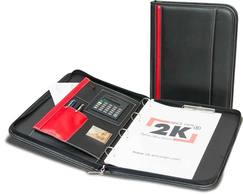 2K ORGANİZER DİPLOMAT A4 SUNİ DERİ ÇİFT MEKANİZMALI HESAP MAKİNELİ 555-1