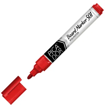 PICADOR BEYAZ TAHTA KALEMİ 501 YUVARLAK UÇ KIRMIZI KX003