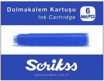 SCRIKSS DOLMA KALEM KARTUŞU 6 LI PAKET MAVİ BLS.
