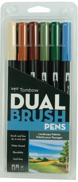 TOMBOW AB-T DUAL BRUSH PEN GRAFİK KALEMİ SETİ 6 RENK LANDSCAPE (164) T-AB-T-6CLA