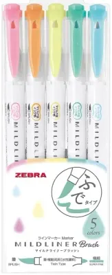 ZEBRA ÇİZİM KALEMİ MILDLINER BRUSH PEN SET 5C WFT8-5C
